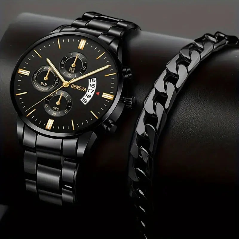 Relógio Geneva + Pulseira de prata